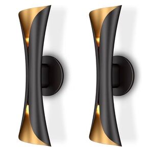 Modern Wall Sconces Set of 2 Up and Down Wall Lights Indoor Dimmable Mid Cent...